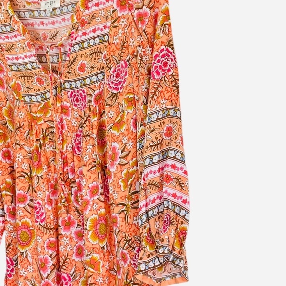 Umgee tangerine orange mix print floral top size M - Picture 9 of 14